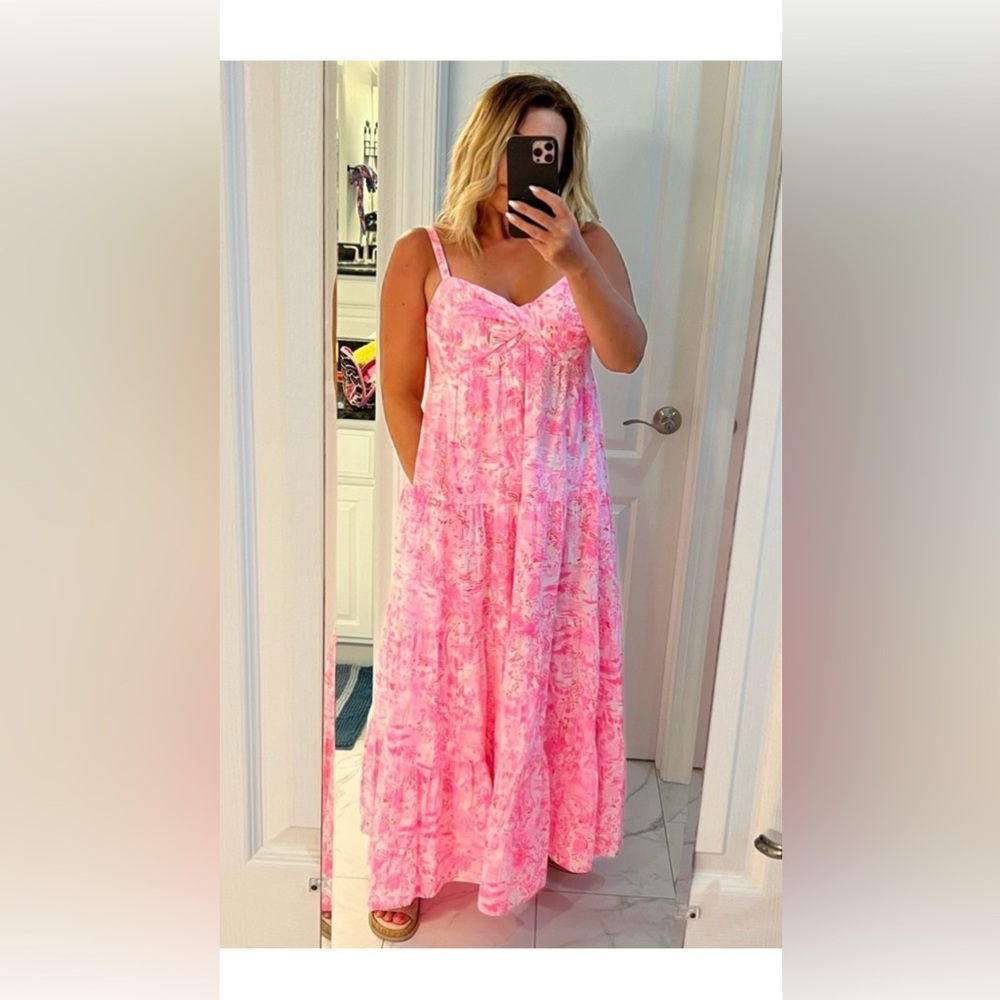 NWT Lilly Pulitzer Shylee Peony Pink Maxi Cotton Dress 8 - Picture 9 of 14